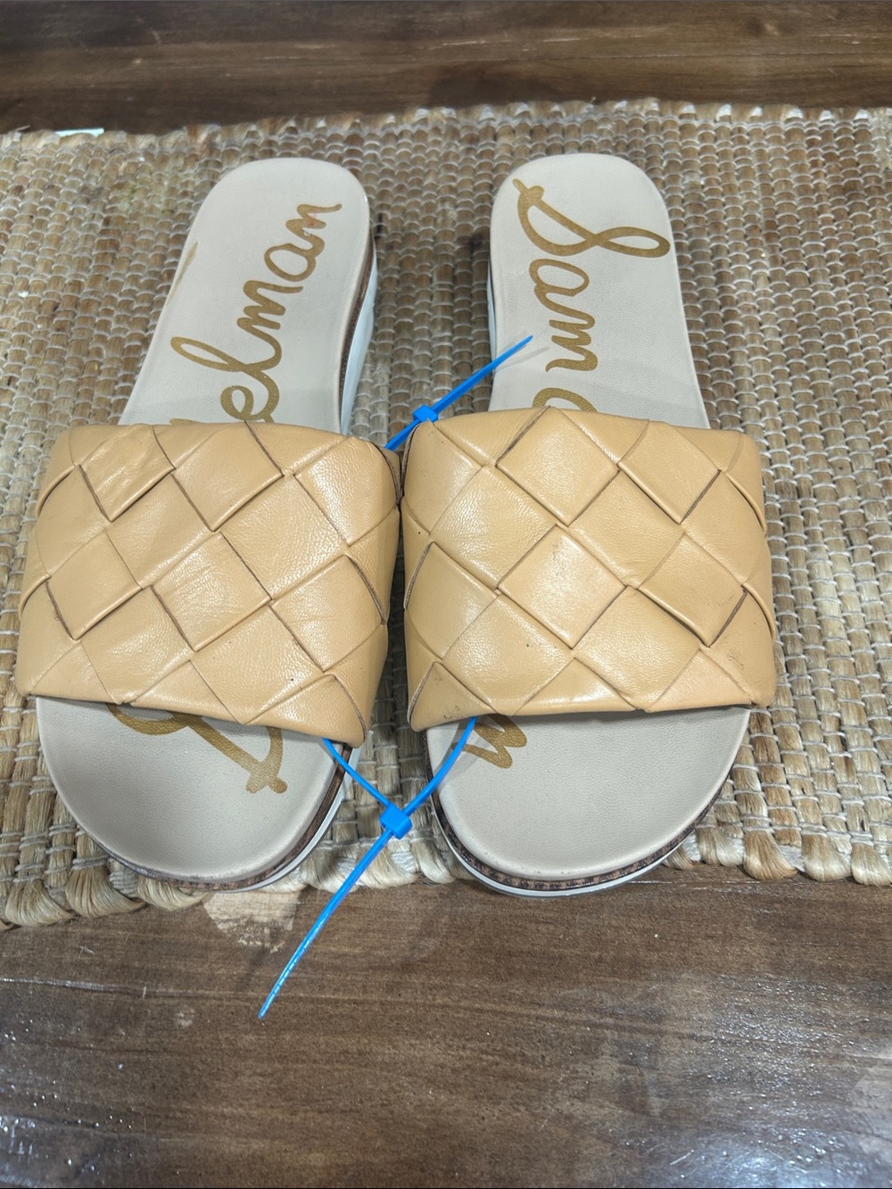 Sam Edelman Tan Woven Slide Mules